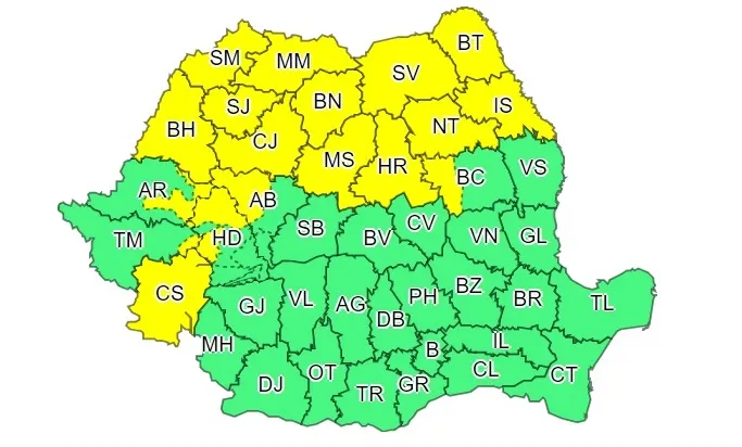 Cod galben de vânt puternic de 1 mai, în Gorj