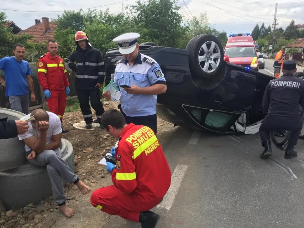 Accident spectaculos provocat de un șofer beat în Gorj