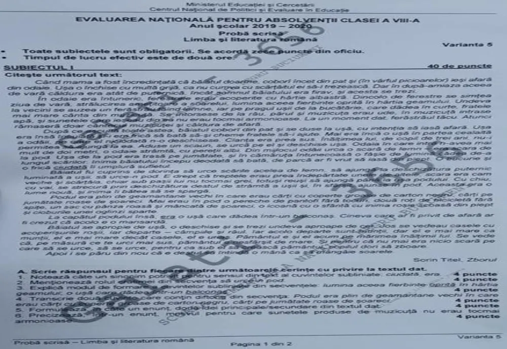 Dosar penal pentru un profesor din Târgu Jiu: A divulgat subiectele la Evaluarea Națională 2020