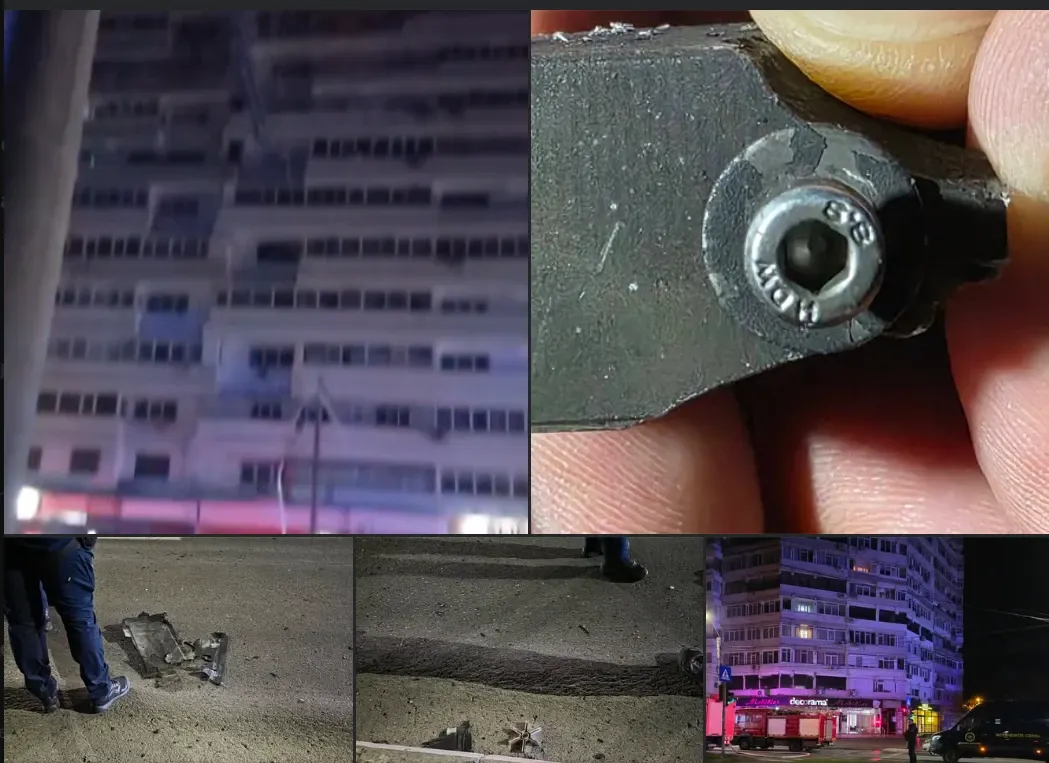 Dronă explodată la Galați | Martor: A lovit casa liftului, s-a prăbușit pe acoperiș și a explodat - FOTO