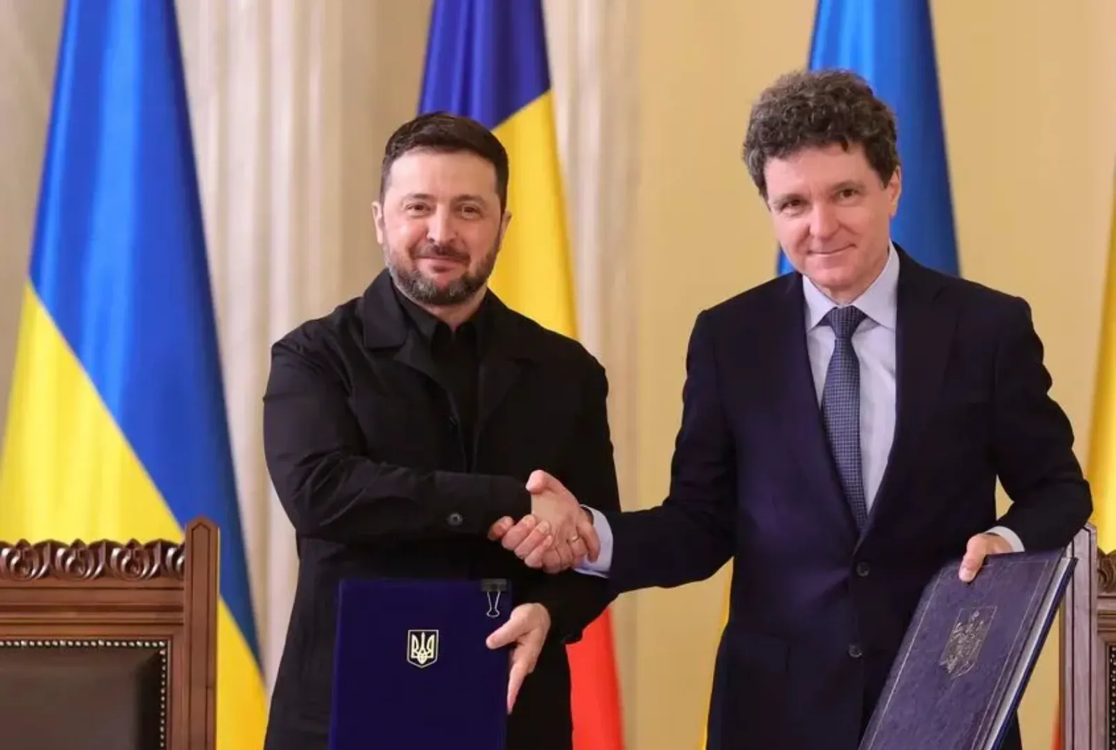 Volodimir Zelenski și Nicușor Dan